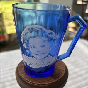 Blue Shirley Temple Depression Glass Mug by Hazel Atlas 1930s Cobalt Blue